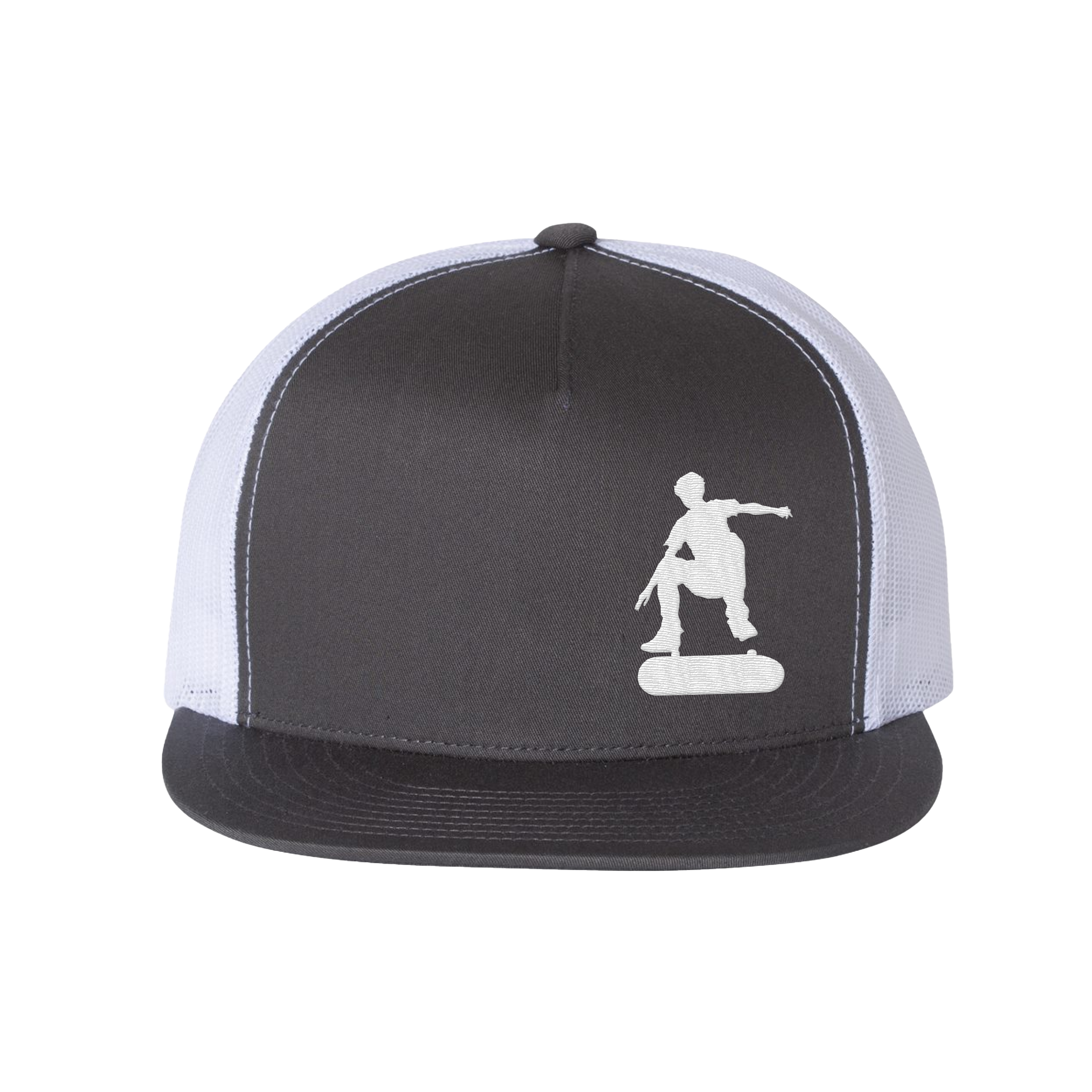 Skater Logo Gray and White Trucker